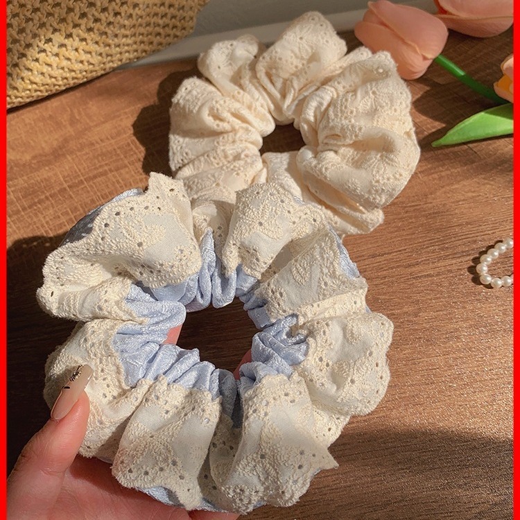 🌺ใหม่ ยางรัดผมหางม้า ขนาดใหญ่ สีสันสดใส สําหรับเด็กผู้หญิง แต่งลูกไม้ สีขาว - รูปที่ 4