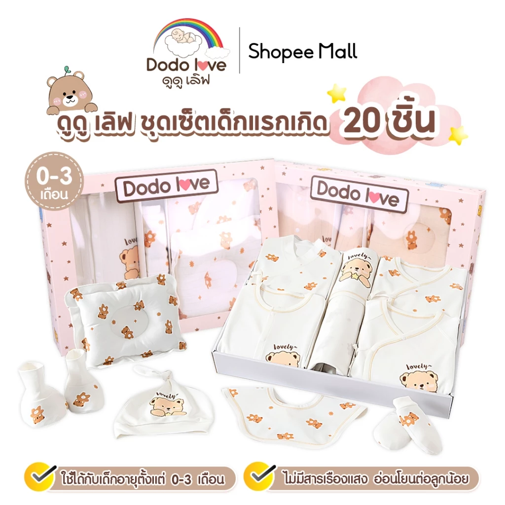 Dodolove ชุดเซ็ทเด็กแรกเกิด เซ็ตชุดของขวัญแรกเกิด ของขวัญสุดพิเศษ สุดคุ้มเซ็ทเดียวได้ครบ