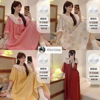 พร้อมฟองน้ํา，ชุดนอนซีรี่ญี่ปุ่น，สไตล์เจ้าหญิง，กระโปรงผ้าฝ้าย…