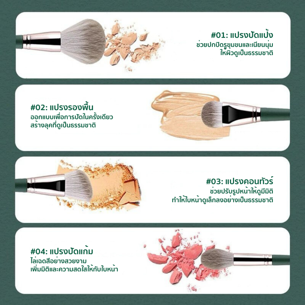 ListonX ชุดแปรงแต่งหน้า(เขียวเหนี่ยวทรัพย์) เกรดพรีเมียม 14 ชิ้น (ขนนุ่มพิเศษ) | ชุดแปรงแต่งหน้ามืออาชีพ - รูปที่ 5