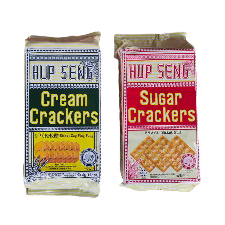 HUP SENG Cream/Sugar Cracker รสครีม/น้ำตาล น้ำหนัก 428 กรัม แครกเกอร์ยอดนิยม ทานคู่กับชาหรือกาแฟ ฟินสุดๆ