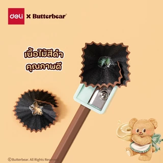 ButterBear X Deli ดินสอไม้สีดำ Nusign ลายหมีเนย HB/2B (แพ็ค 12 แท่ง)