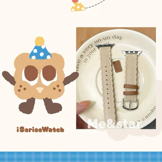 สายนาฬิกา หนัง ลายขนมปัง มินิมอล smart watch 11 10 9 8 ultra 7 6 5 4 3 2 SE สาย iwatch ขนาด 38/40/41/42/44/45/49/46มม