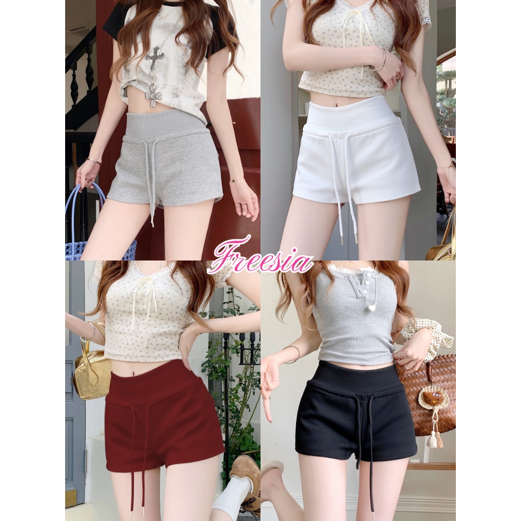 กางเกงขาสั้น กางเกงลำลองผ้าฝ้าย เเถบเอวใหญ่ ใส่เชือกที่เอว หลายสีให้เลือก#91217