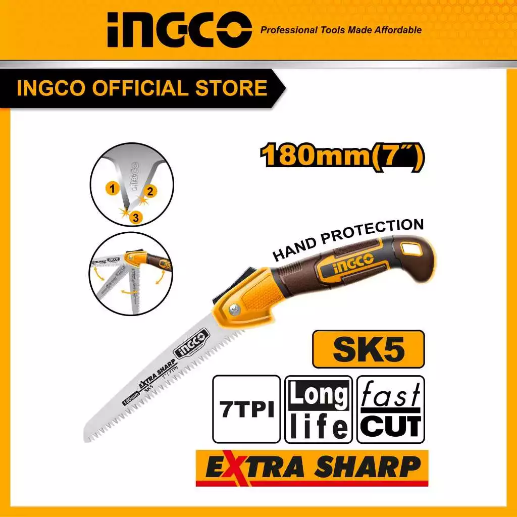 INGCO เลื่อยพับตัดกิ่งไม้ 7" HFSW1806