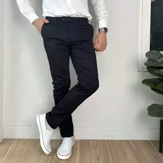 กางเกงสแล็คผู้ชายทรงขาเดฟผ้ายืด ใส่ทำงาน ใส่เรียนผ้าเสริท