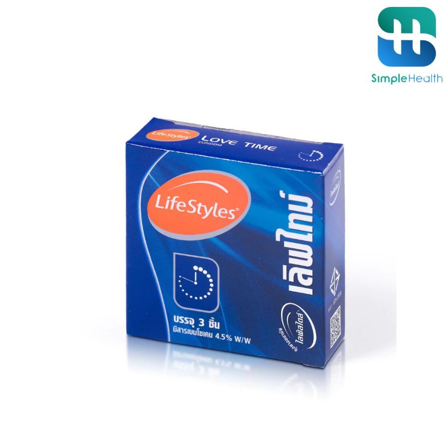 Simple Healthcare ถุงยางอนามัย ไลฟ์สไตล์ LifeStyles Condom ขนาด 49 52 54 มม. บรรจุ 3 ชิ้น/กล่อง 7แบบ