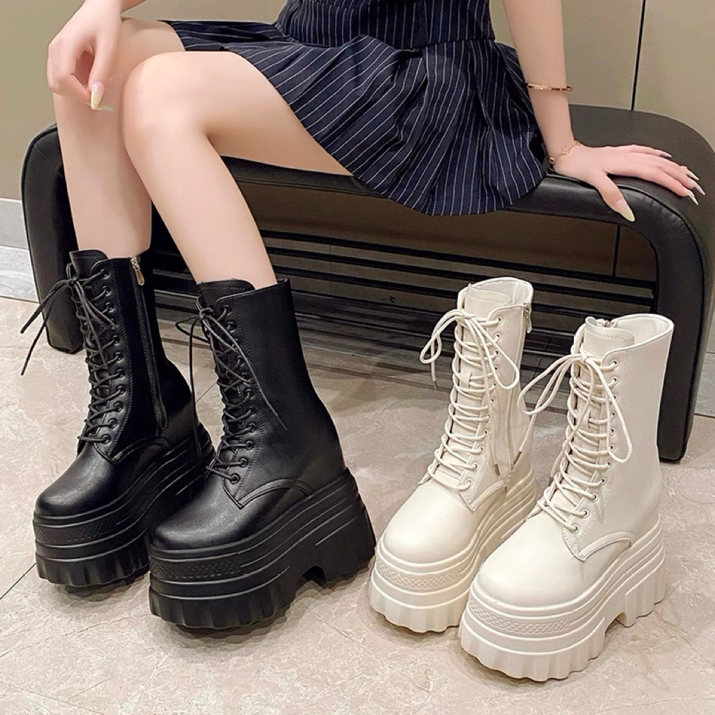 รองเท้าบูทสริมส้น รองเท้าบูทแฟชั่น สูง14cm size36-42 💗พรีออเดอร์
