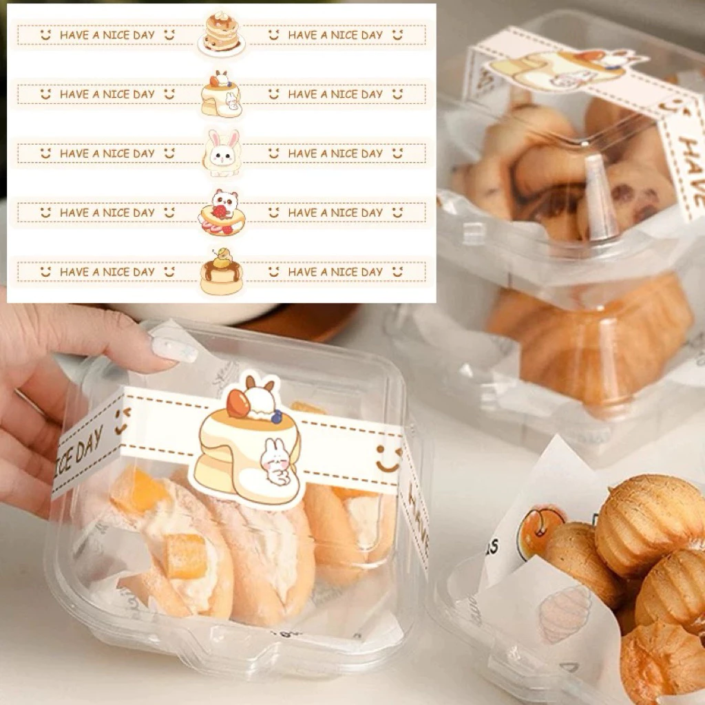 สติ๊กเกอร์ติดกล่องเค้ก สติ๊กเกอร์คาดกล่องขนาด24*1.5cm (50ดวง/แพค )