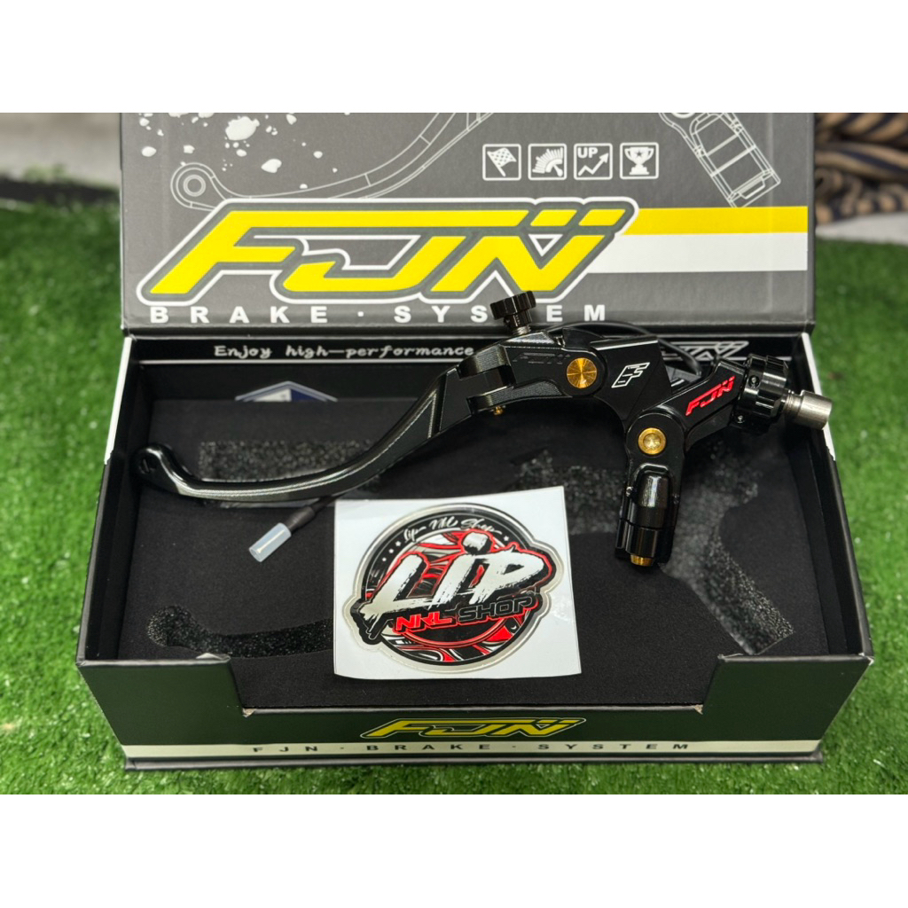 มือครัช/มือเบรค FJN แท้ โลโก้แดง พร้อมตัวตั้งเลส( คู่กับปั้มFJNแท้ GP-20 )