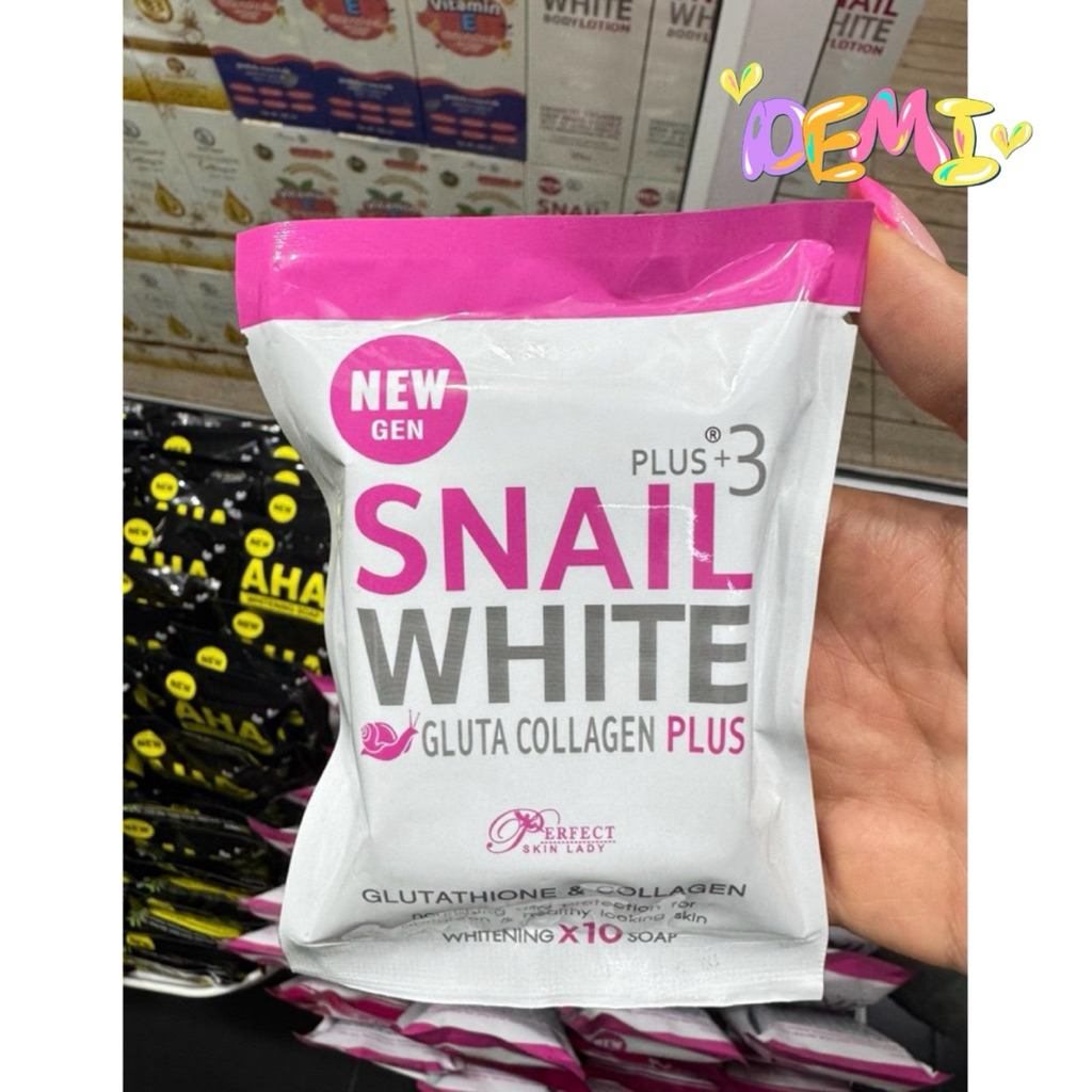 สบู่ สเนล Snail White soap  (ซองขาว-ชมพู ขนาด 80g)
