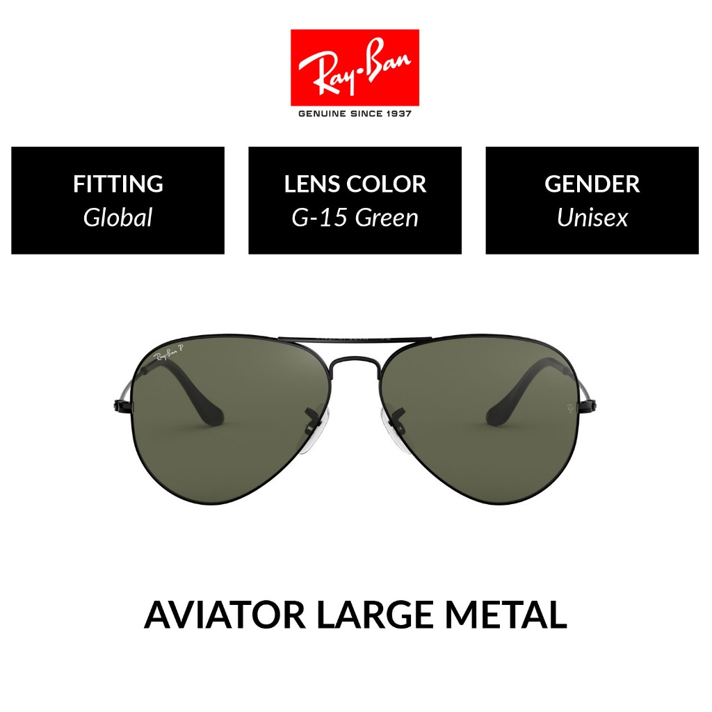 Ray-Ban Aviator Large Metal Polarized- RB3025 002/58 -sunglasses แว่นกันแดด