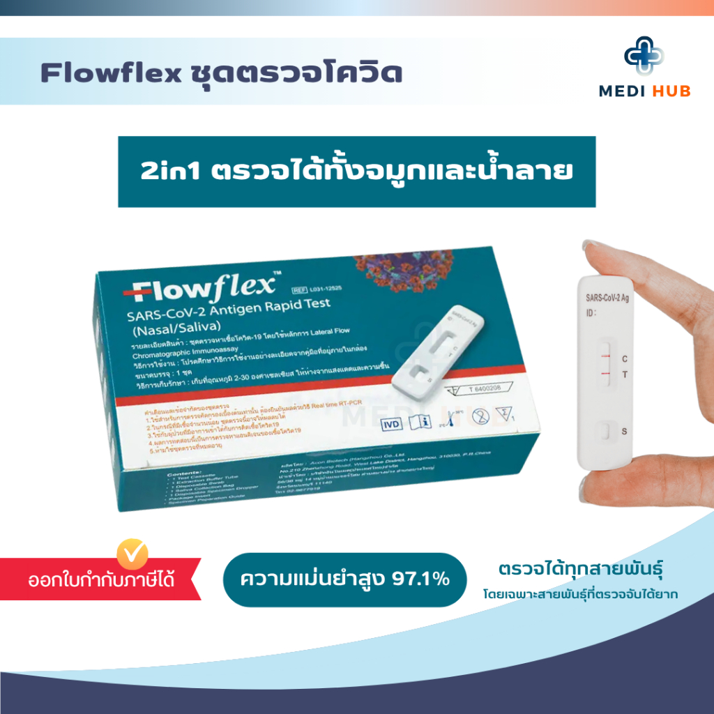 Flowflex ชุดตรวจโควิด ATK 2in1 (3กล่อง,5กล่อง) เทสจมูกและน้ำลาย - รูปที่ 2