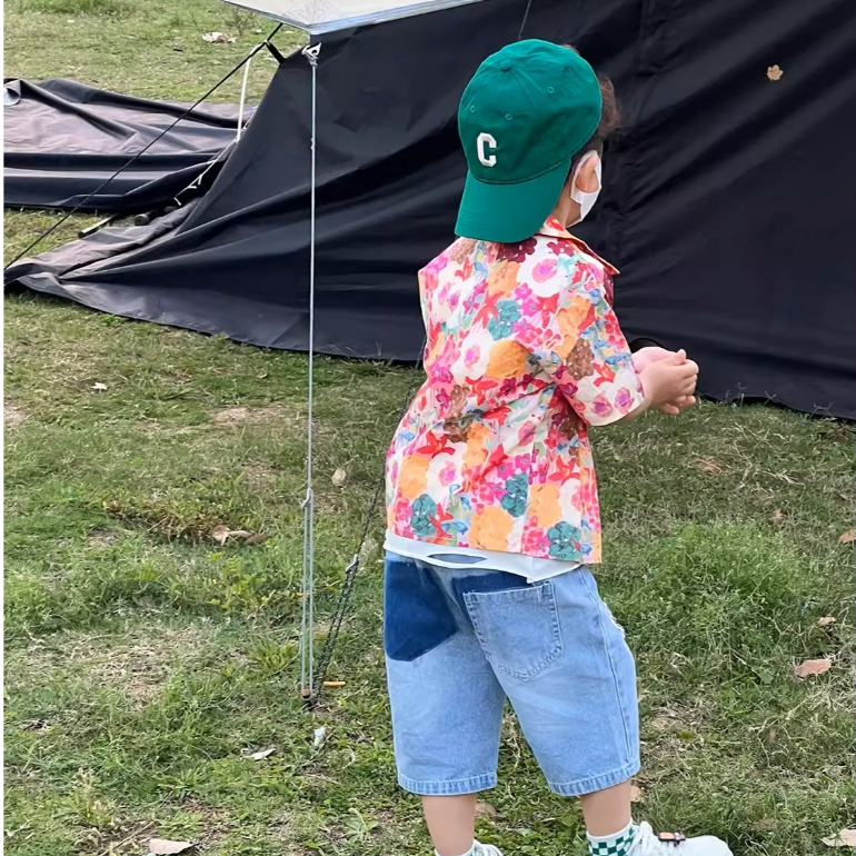 aililai1688 เสื้อเชิ้ตสำหรับเด็กผู้ชาย สีส้มลายดอกไม้ ที่โดดเด่นมองเก็นมาแต่ไกลไซส์ 120-160 พร้อมส่ง - รูปที่ 2