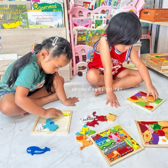 T109 บล็อกไม้ใส่ถาดตามกรอบ แบบใหม่ ขนาดใหญ่ขึ้น ของเล่นไม้เสริมพัฒนาการ - รูปที่ 7