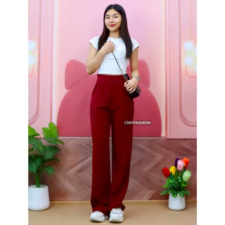 กางเกงขายาว 9ส่วน S-5XL กางเกงเอวสูง ทรงขากระบอก เนื้อผ้าวูฟเวฟ ดีไซน์ใส่ทำงานได้ 9167#