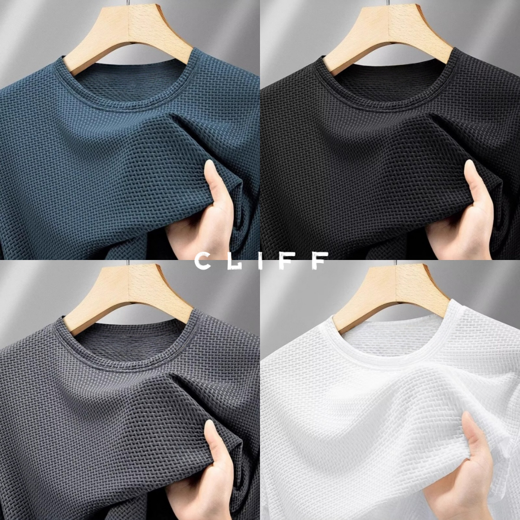 CLIFF เสื้อแขนสั้นผู้ชาย เสื้อผ้าฤดูร้อนเนื้อบางเบา หลวมและระบายอากาศได้ดี ทันสมัยและเข้าได้กับทุกสไตล์
