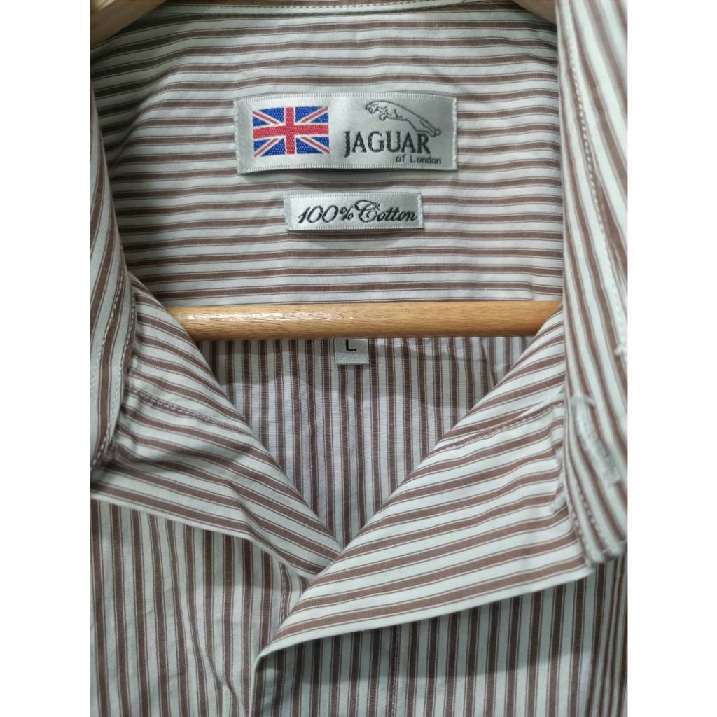 เสื้อเชิ้ตแขนยาว แบรนด์ JAGUAR OF LONDON Size L  มือสอง สภาพ 100 %