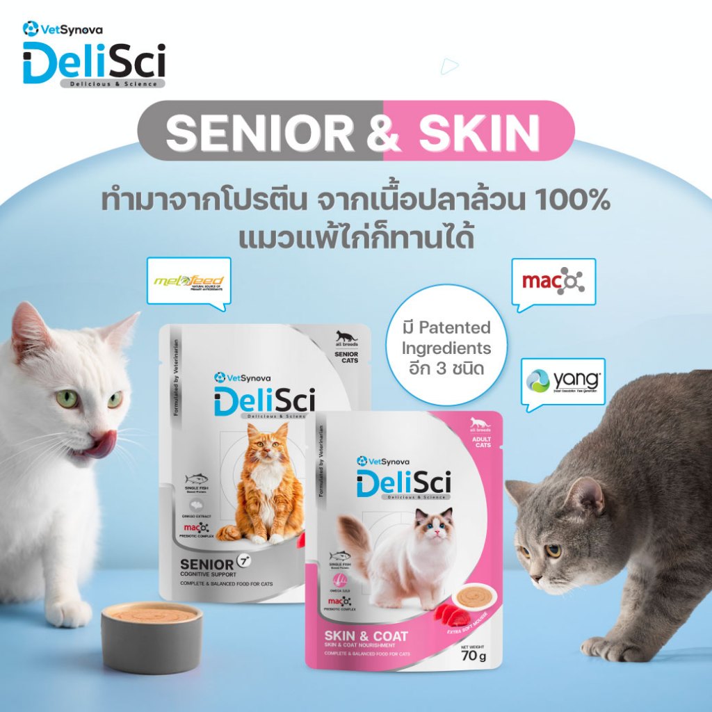 DeliSci อาหารเปียก เดลิซาย สูตร Skin&Coat และ Senior 70g