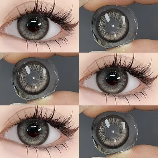 【-100°-600°】Midroo บิ๊ก อาย ตาประกาย เลนส์บิ๊กอายน่ารักThai Tea Grey/ Black 14.5mm-1คู่ รายเดือน