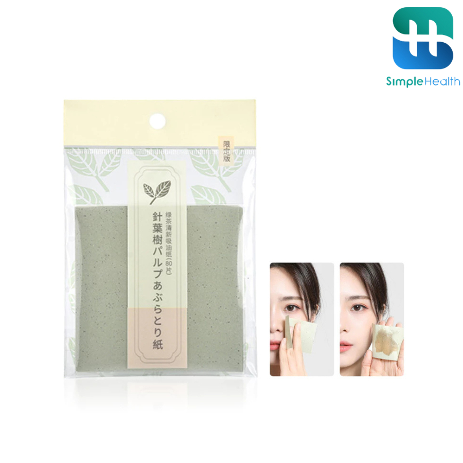 Simple Health กระดาษซับมัน แผ่นซับมัน กระดาษดูดซับน้ํามัน Oil blotting paperซับได้ดี 80 แผ่น จัดเก็บง่าย พกพาสะดวก