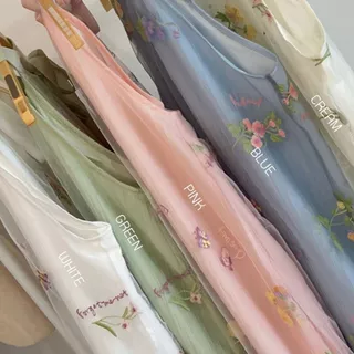 Iris dress เดรสยาวแขนกุดทรงปล่อย มีโบว์ผูกหลังคอ ผ้าเวลปัก มีซับใน (มีเชือกผูกเอว แยกชิ้น)