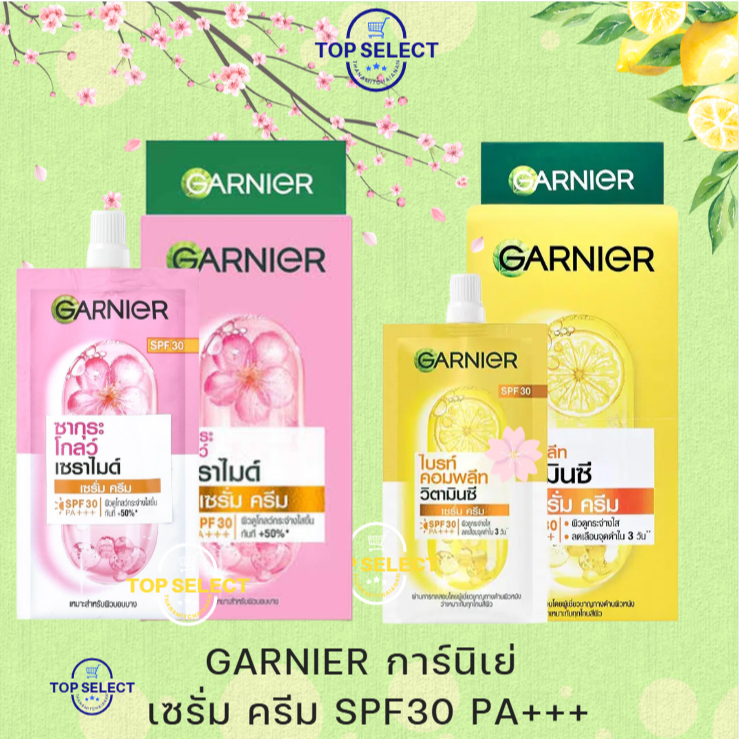 [ซองใหญ่] GARNIER การ์นิเย่ ซากุระ โกลว์ ไบรท์ คอมพลีท วิตามินซี เซรั่ม ครีม SPF30 PA+++ แพ็ค 6 ซองใหญ่ ครีมซอง ฝาหมุน – โปรปัง