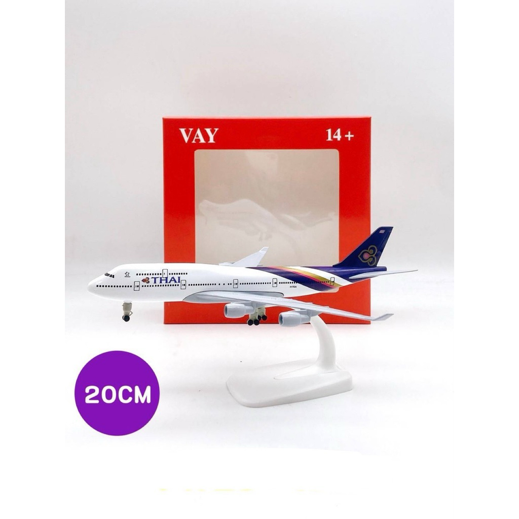 โมเดลเครื่องบินพาณิชย์ 20cm. เป็นเหล็ก มีล้อ พร้อมขาตั้ง การบินไทย747