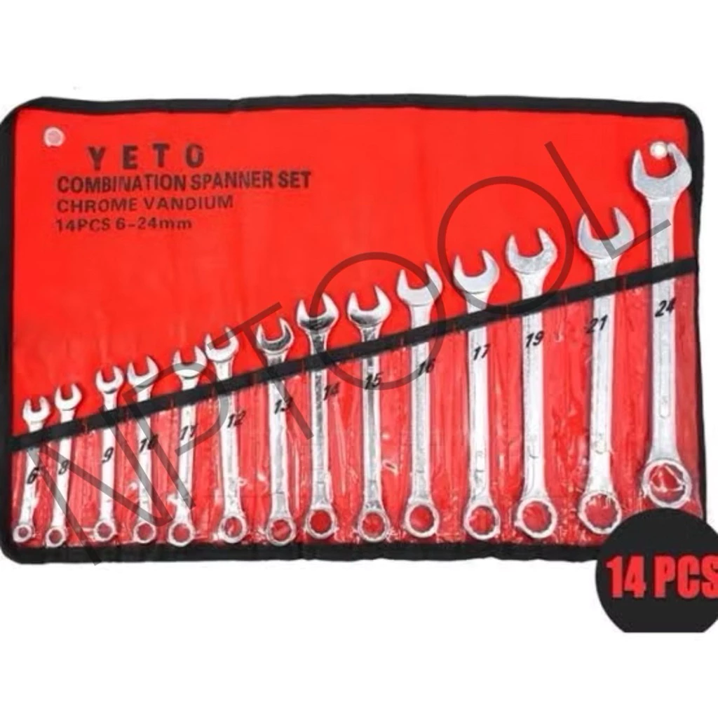 NP-107 [ลูกค้าใหม่1บาท] ชุดประแจแหวนข้างปากตาย YETO ขนาด 6-24mm 14ตัว/ชุด