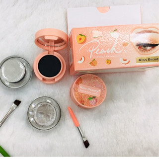 89174-03 เจลอายไลเนอร์เและเจลเขียนคิ้วพิช2in1 Kiss Beauty ไอ…