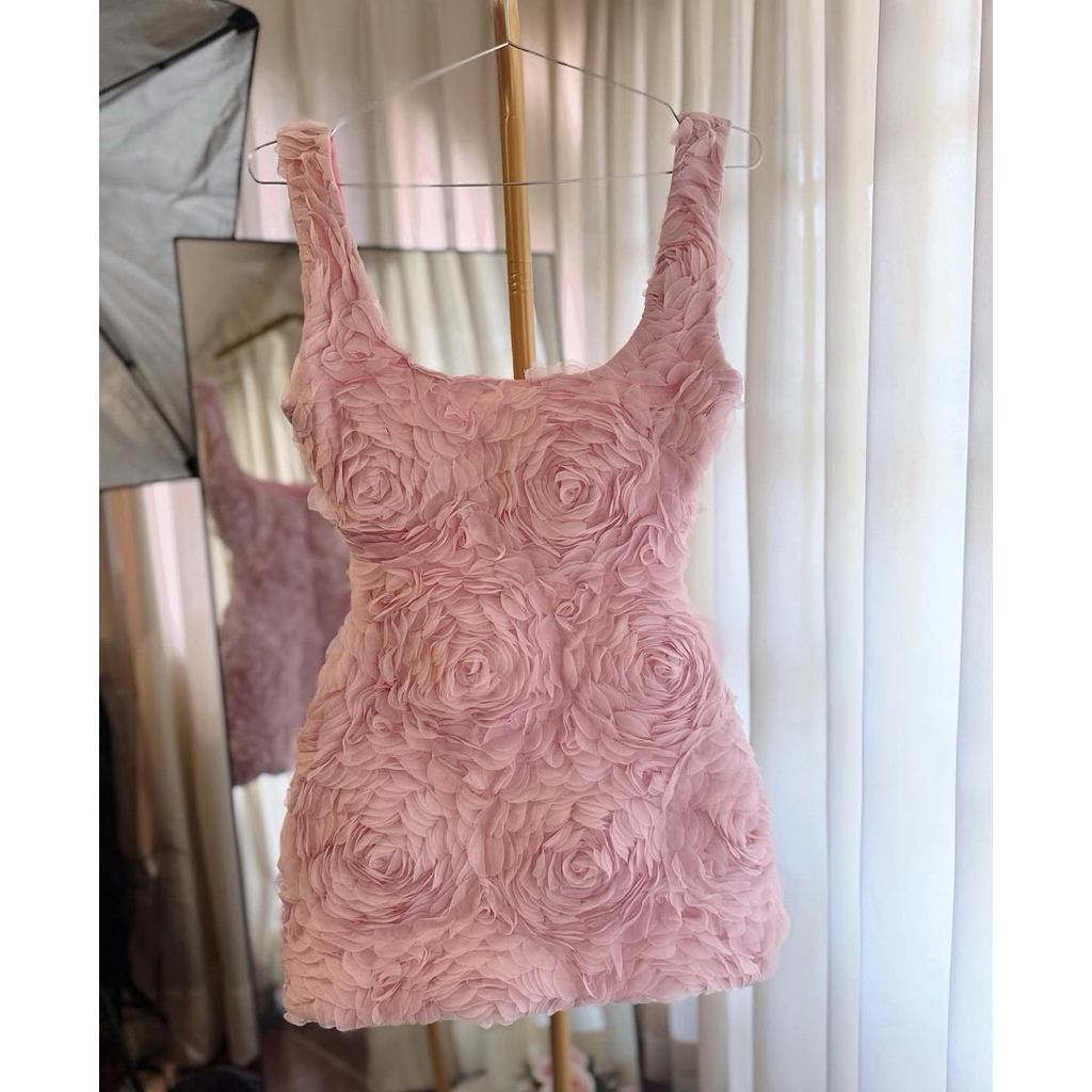 *ตัด 3-6 วัน* Roses Lace เดรสลูกไม้กุหลาบ 3D พรีเมียม