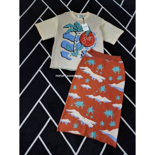 เซ็ตกระโปรงและเสื้อทอลายต้นมะพร้าวพระอาทิตย์