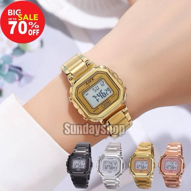 G99 นาฬิกาดิจิตอลสายเหล็กทรงเหลี่ยมยอดฮิตกันน้ำได้