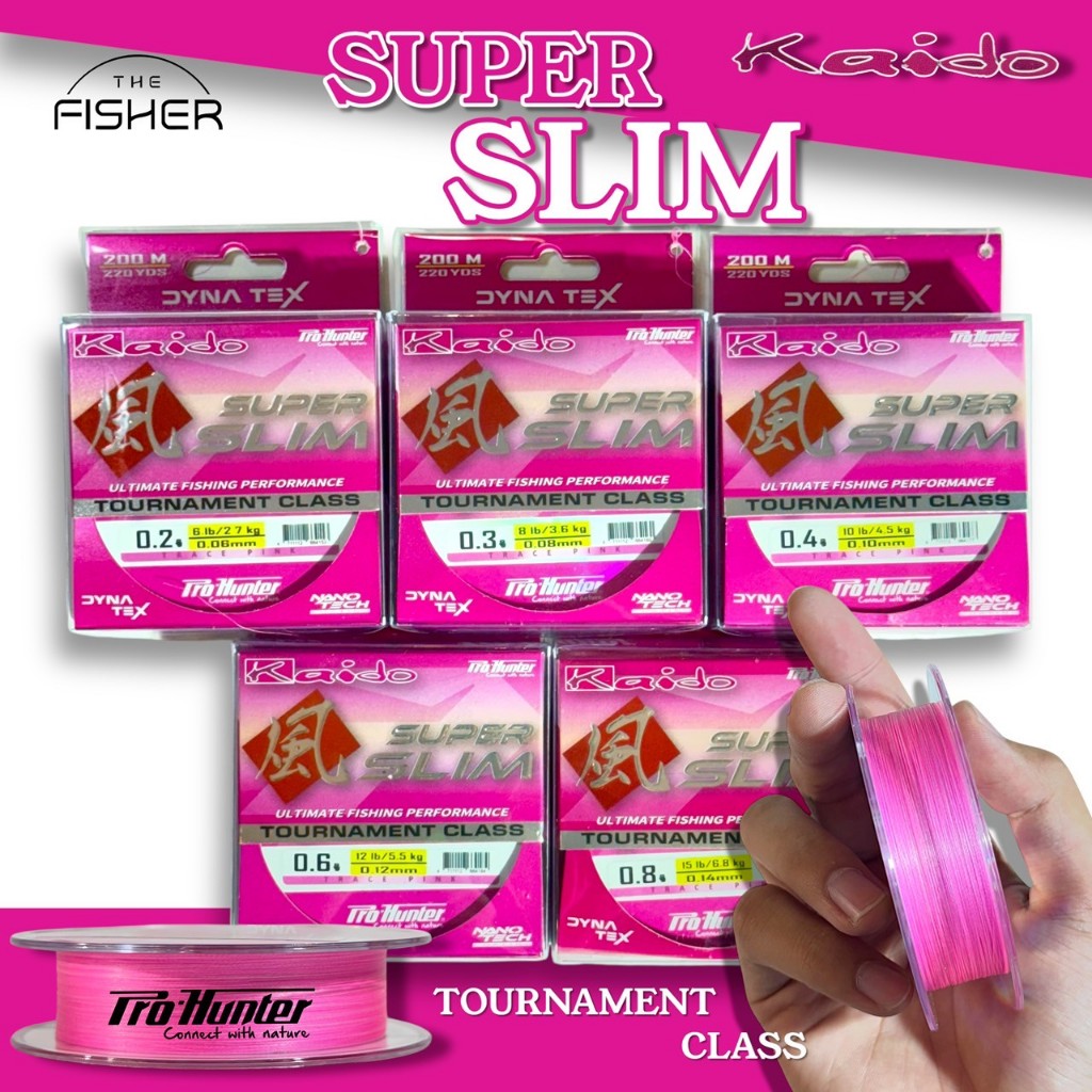 A03  KAIDO สายพีอี(PE) รุ่น SUPER SLIM  200M สายเล็กพิเศษ หน้าตัดเล็กสุด แน่น ลื่น