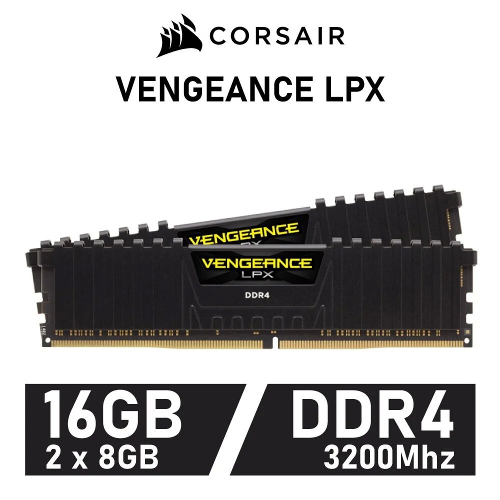 16GB (8GBx2) DDR4/3200MHz RAM (แรมพีซี) CORSAIR VENGEANCE LPX (CMK16GX4M2E3200C16)