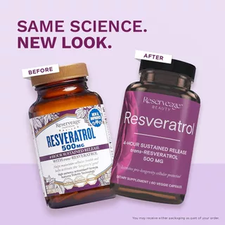 ของแท้ 100% Reserveage Resveratrol 500 mg (60 Capsules) องุ่นมัสคาดีนออร์แกนิก (No.3874)