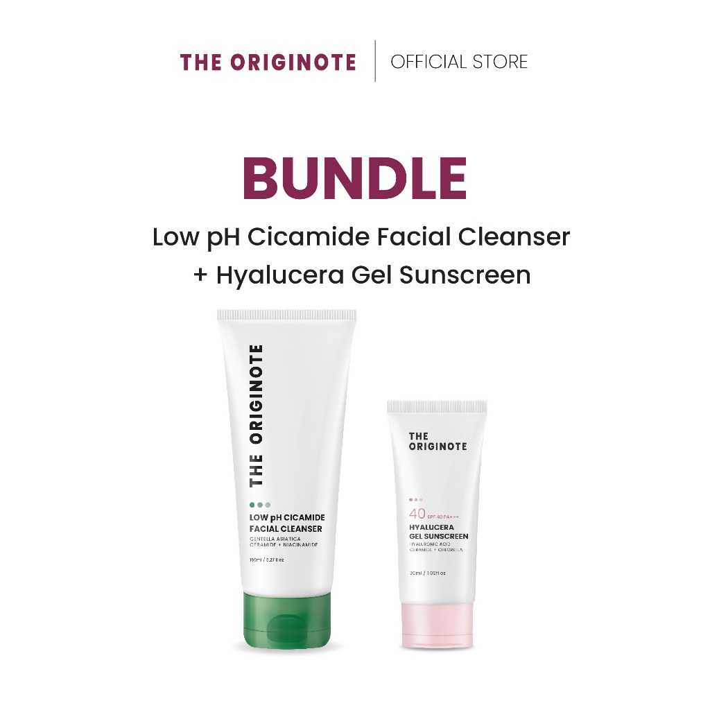 [เซ็ตคู่] The Originote Low pH Cicamide Facial Cleanser+Hyalucera Gel Sunscreen - โฟมล้างหน้า + ครีม