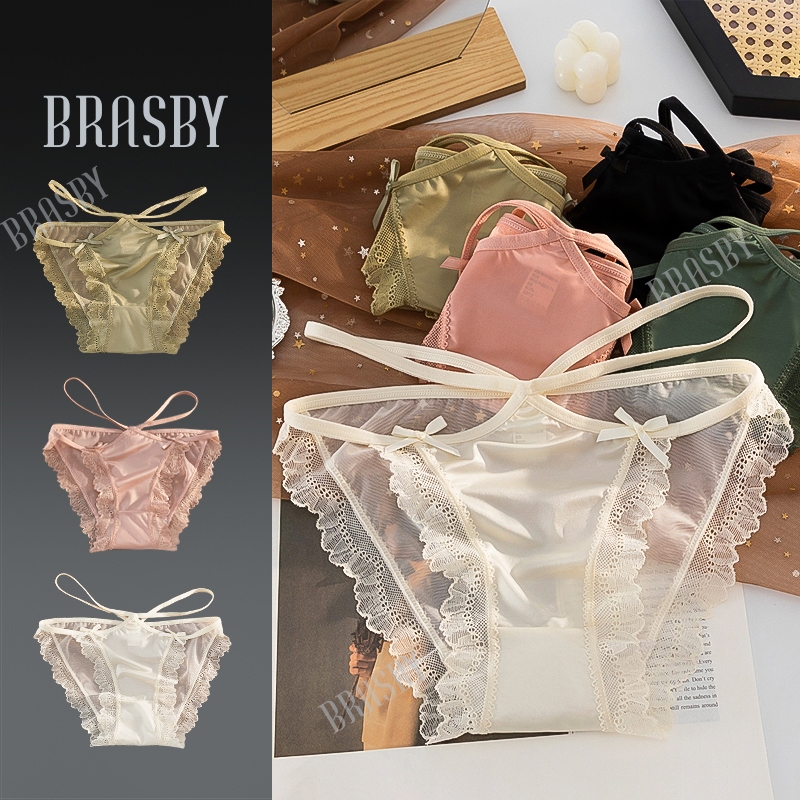 🎉Brasby🎉 กางเกงใน ลูกไม้ โปร่งแสง เย็น แบบสตรี ตาข่าย เจาะรู
