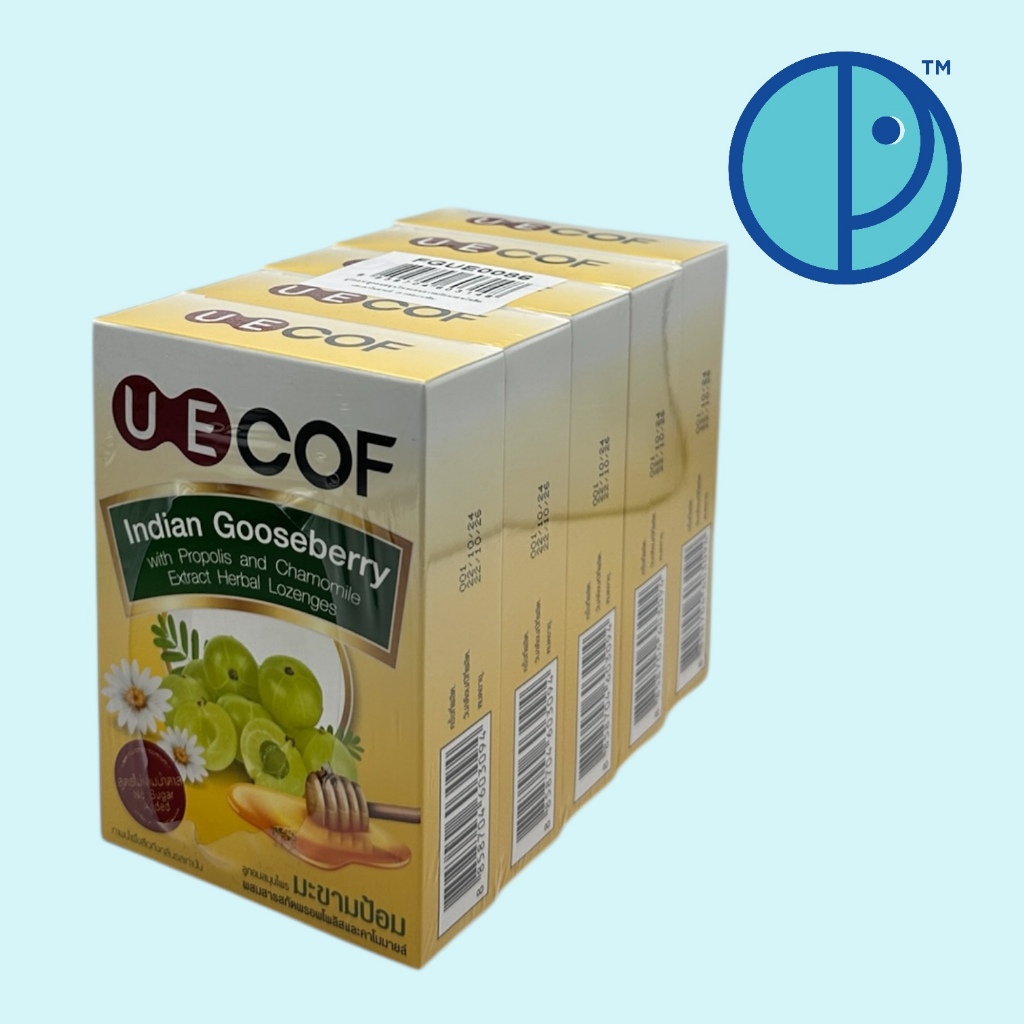 💥ยกแพค 5 กล่อง💥UECOF Indian Gooseberry ยูอีคอฟ อินเดียนกู๊ดเบอร์รี่ ลูกอมสมุนไพรมะขามป้อม (ขนาดบรรจุ 16 เม็ด/กล่อง)
