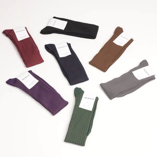 JULIETTA - Dress Knee High Socks - Premium Cotton Fabric ถุงเท้ายาวถึงเข่า Rib