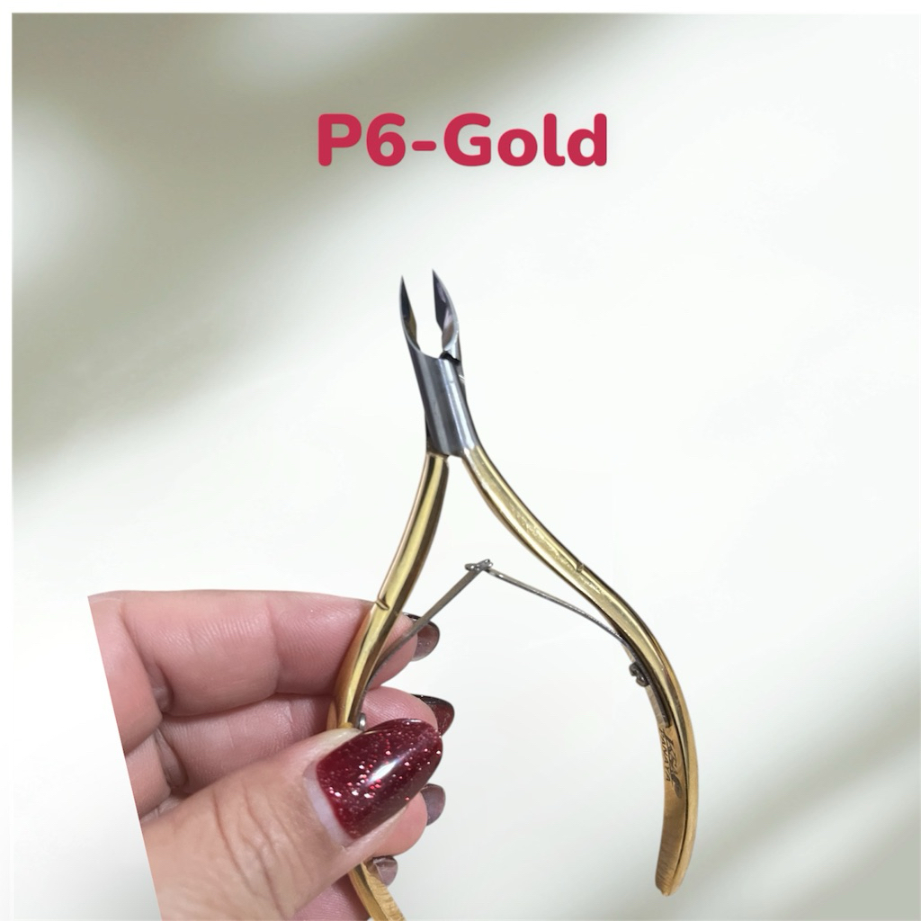 (00008)กรรไกรตัดหนังP6-Gold(สปริงคู่(ซองเหลือง)ปากเล็กและแหลม คมกริบ