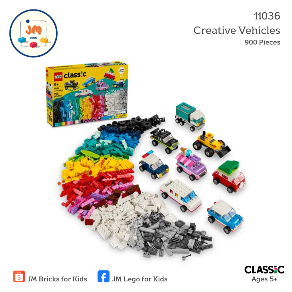 LEGO Classic 11036 Creative Vehicles (900 Pieces) สำหรับเด็กอายุ 5 ปีขึ้นไป Brick Toy ตัวต่อ เลโก้