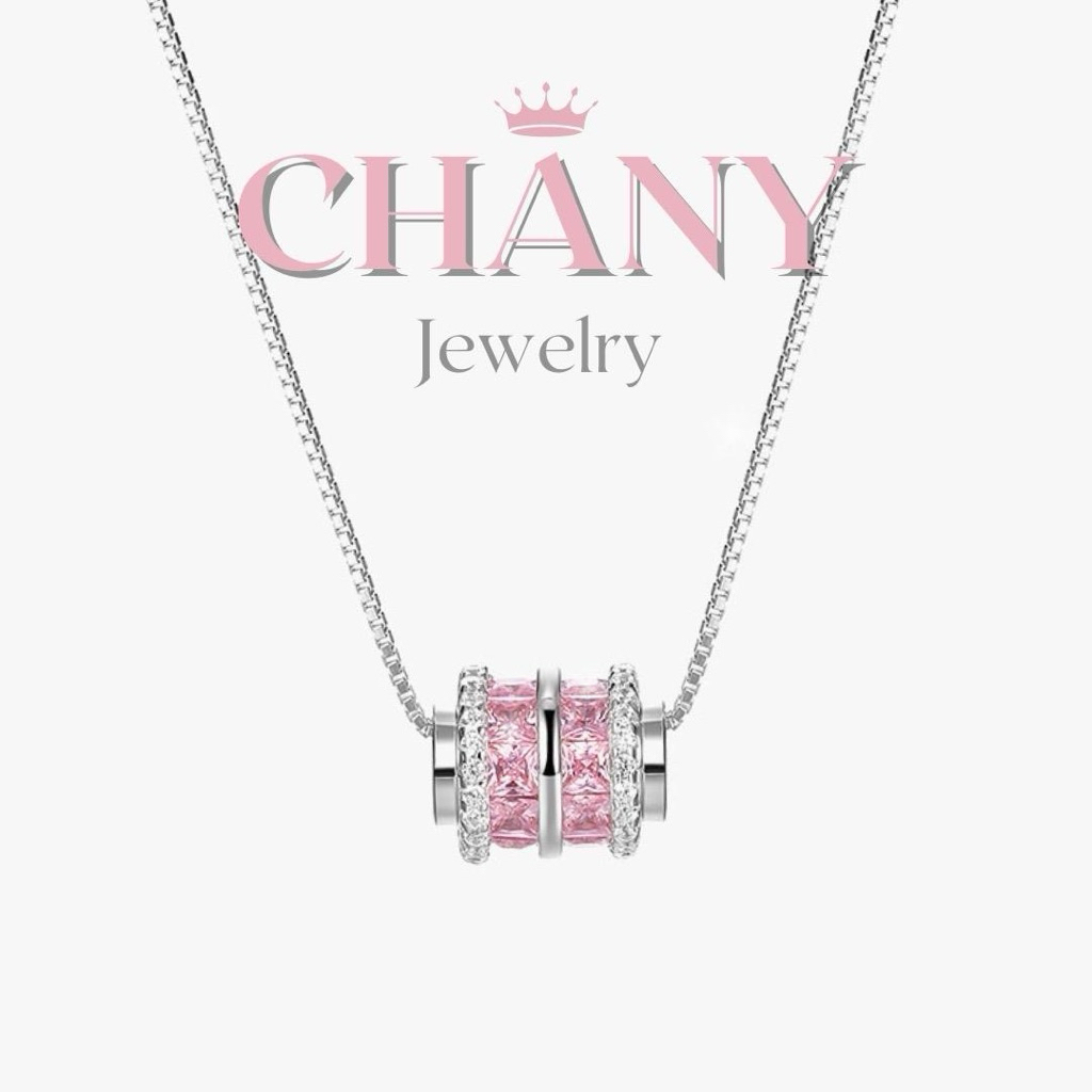 CN148 สร้อยคอ Darlene pink ชุบเงิน92.5% ฟรีเซตของขวัญ (ถุงต้องกดสั่งเพิ่ม) ฝากเขียนการ์ดได้