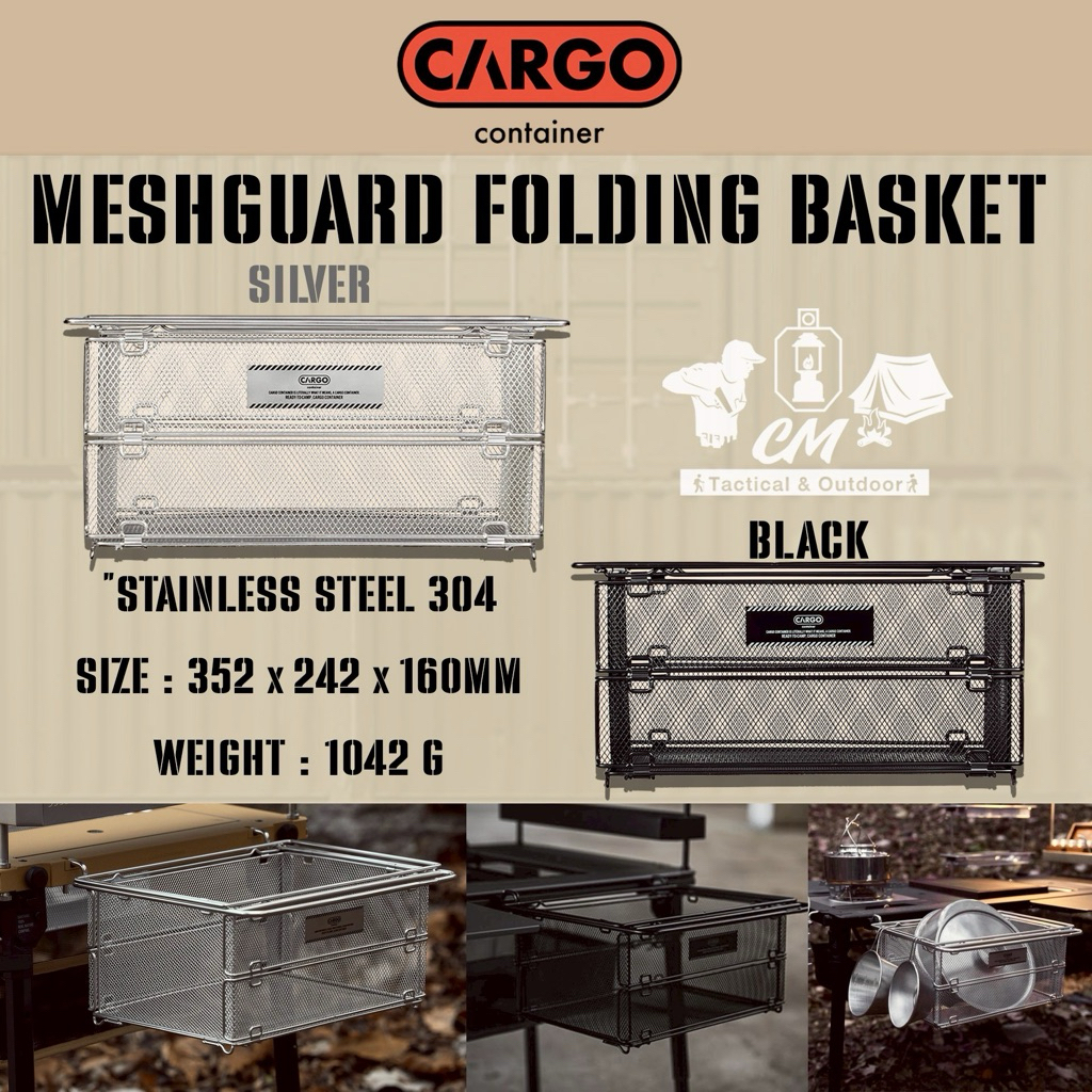 Cargo container meshguard folding basket