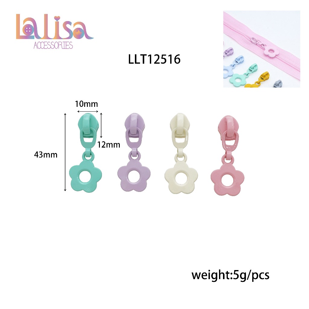 หัวซิปผสมลายดอกไม้ สำหรับซิปไนล่อน#5  สไตล์มินิมอล Nylon zipper puller LLT12516