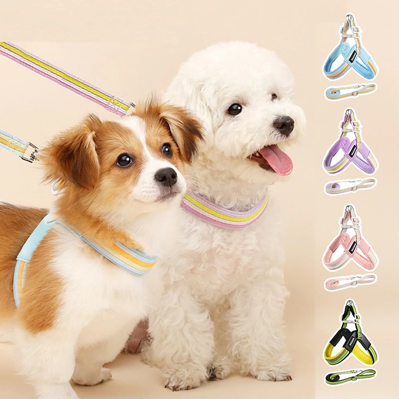 เสื้อรัดอกหมา สุนัข แมว Dog Harness เชือกจูงสุนัข สายรัดหน้าอก รูปตัวYแบบสะท้อนแสง สายจูงสัตว์เลี้ยง