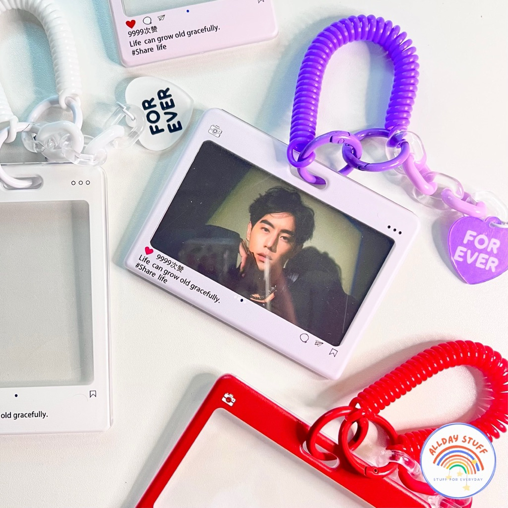 💛💚🖤 พร้อมส่ง💜❤️🩷 เฟรมการ์ดอะคลิลิก ใส่บัตร/ใส่รูป พร้อมสายห้อยยืดได้ + จี้หัวใจ (แนวตั้ง/แนวนอน)