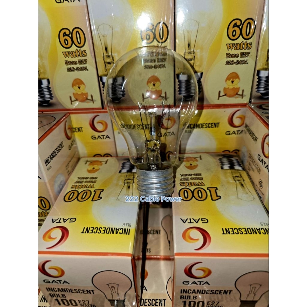 gata หลอดไฟ หลอดไส้ แบบใส ขั้ว e27 60w / 100w 220-240v
