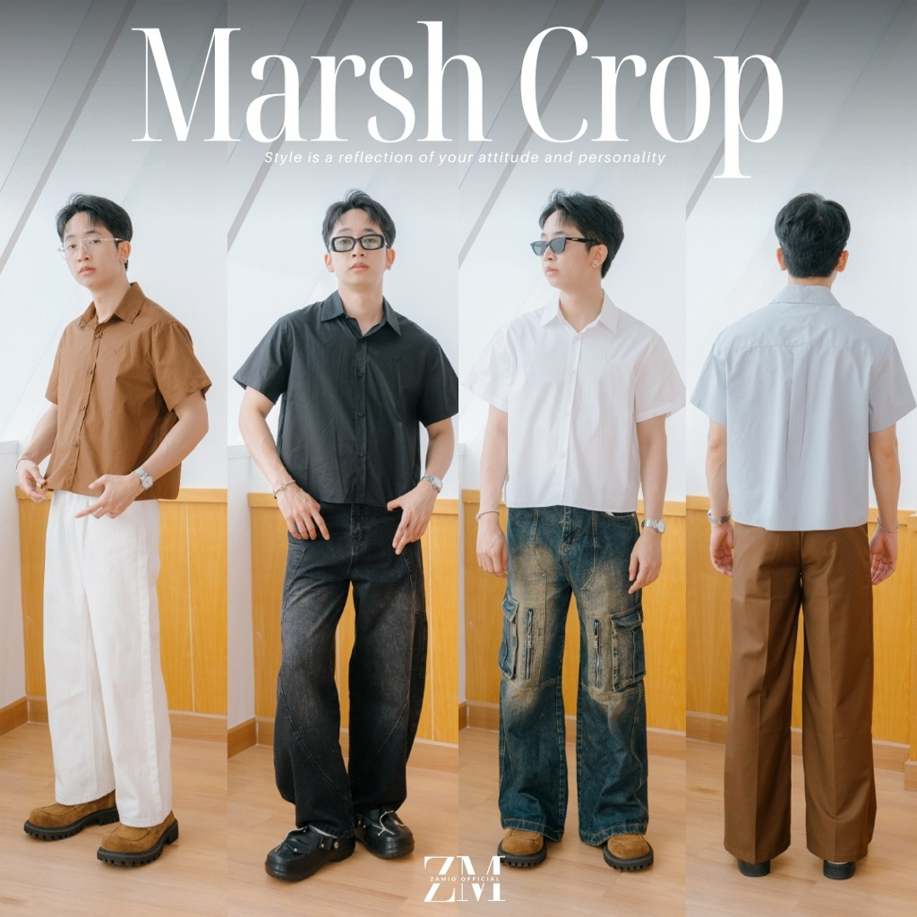 ZAMIO MARSH CROP SHIRT เสื้อเชิ้ตครอปตัวสั้นสีพื้น
