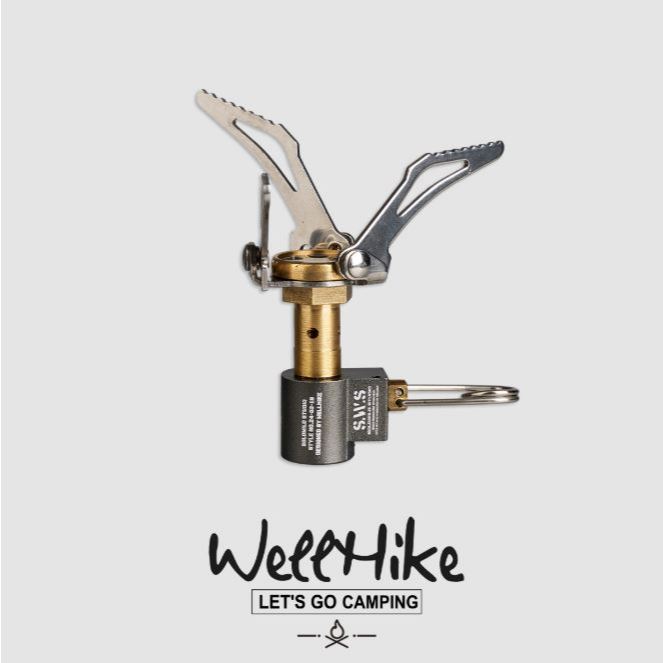 Wellhike เตาตั้งแคมป์ขนาดเล็กพับได้ขนาดพกพา พร้อมถุงใส่ ใช้กับแก๊สซาลาเปา อุปกรณ์เอาตัวรอดกลางแจ้ง มีของพร้อมส่ง
